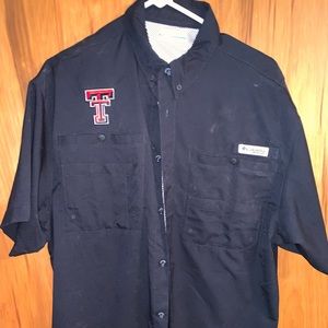 Columbia brand shirt with embroidered Texas Tech logo